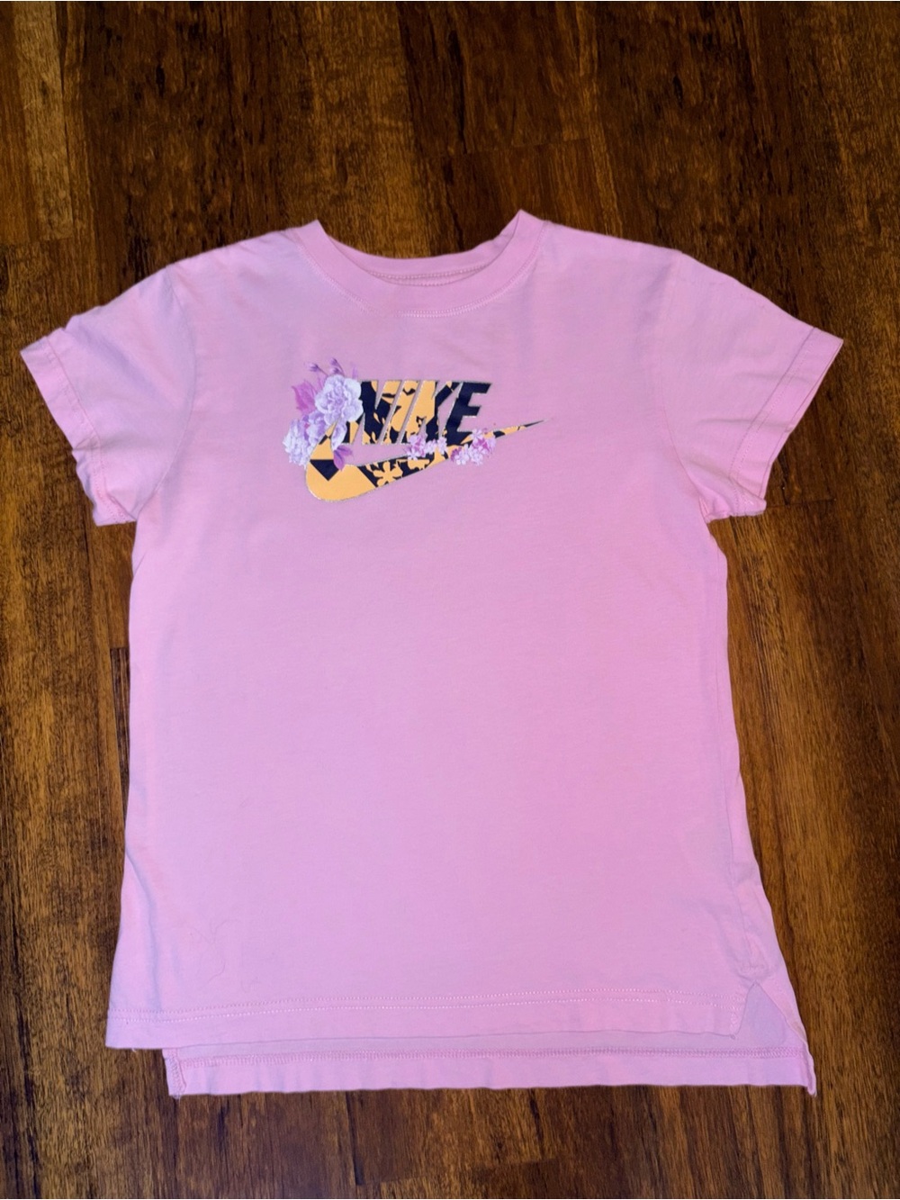 Nike Pink Floral Swoosh Short Sleeve Tee